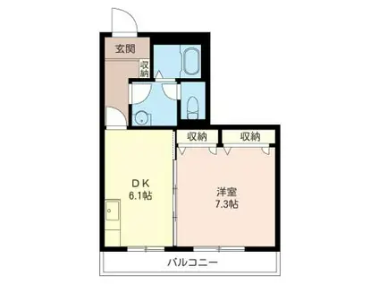 LIBERA宮崎台I禁煙マンション(1DK/2階)の間取り写真