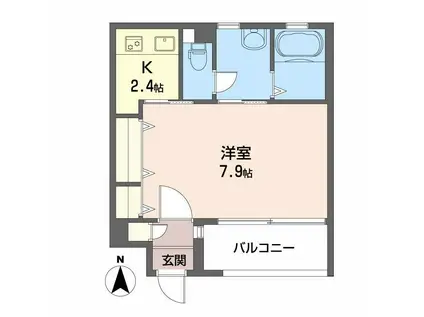 CUBE(1K/3階)の間取り写真