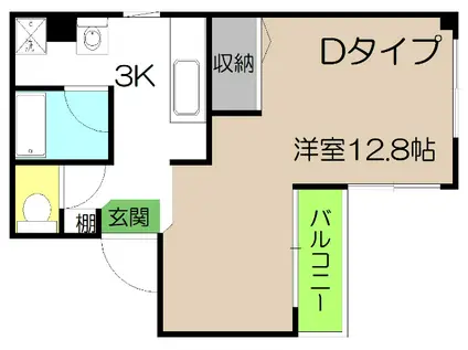 金子橋マンション(1K/3階)の間取り写真
