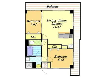 イルクラルテ(2LDK/3階)の間取り写真