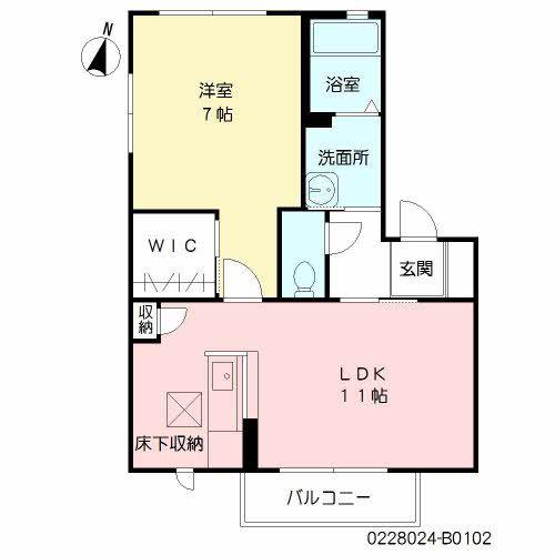 ソレイユ日の出B(1LDK/1階)の間取り写真