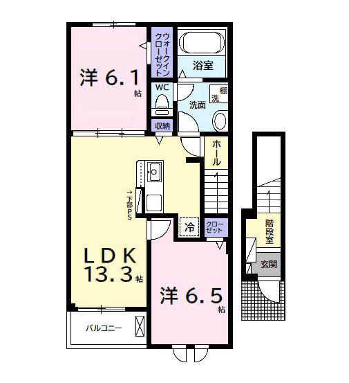 BON VOYAGE(2LDK/2階)の間取り写真