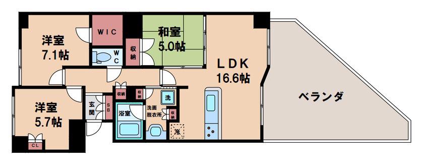 ブランズ帝塚山(3LDK/1階)の間取り写真