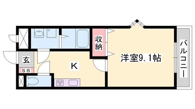グランディー(1K/2階)の間取り写真