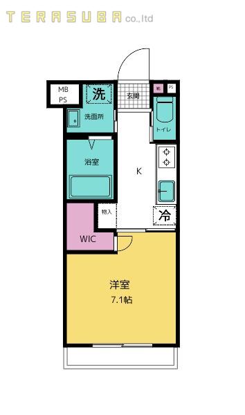 OASIS(1K/4階)の間取り写真