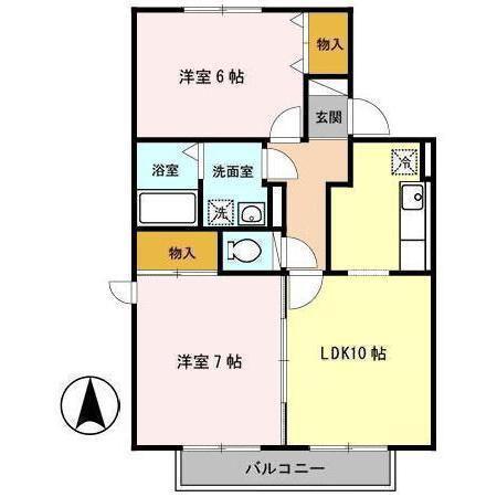 セジュールタケイシB(2LDK/2階)の間取り写真