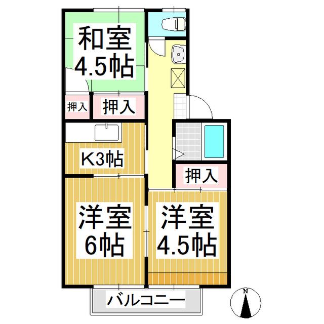 プレジール塩川(3K/2階)の間取り写真