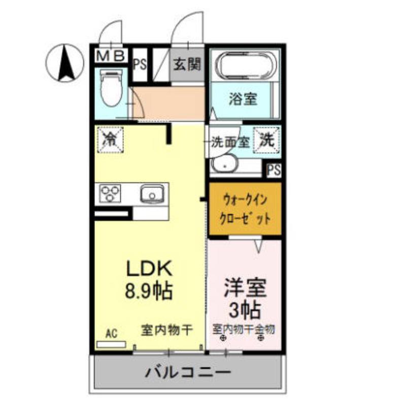 ヴィラグランデII(1LDK/2階)の間取り写真