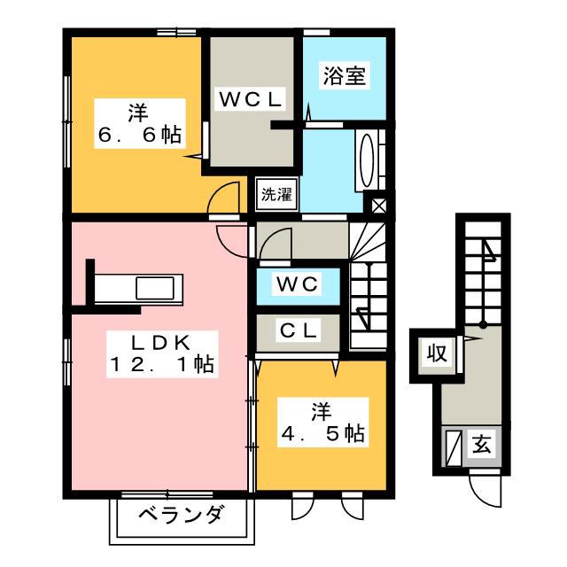 グラン シエル(2LDK/2階)の間取り写真