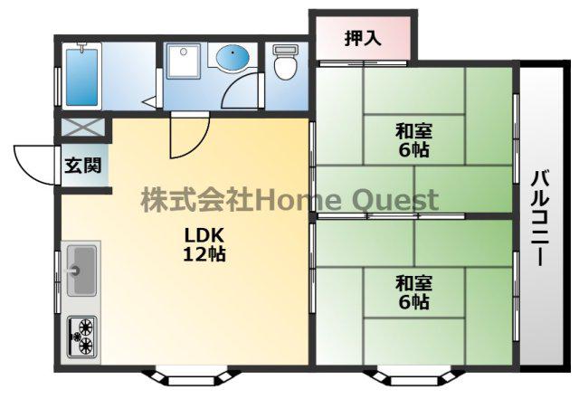 ニュータウン中田(2LDK/2階)の間取り写真