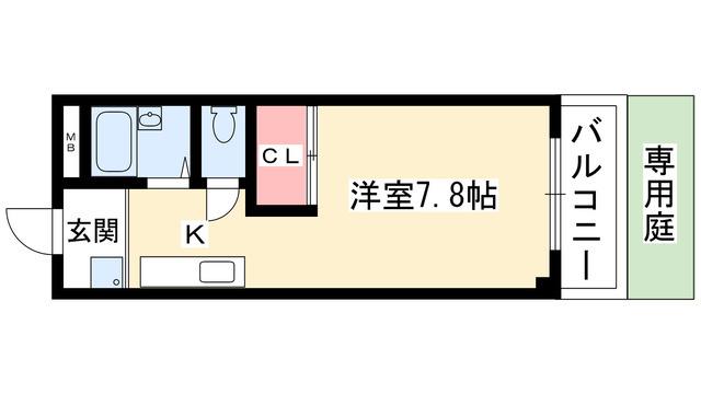 レイクサイドヴィラ(1SK/1階)の間取り写真