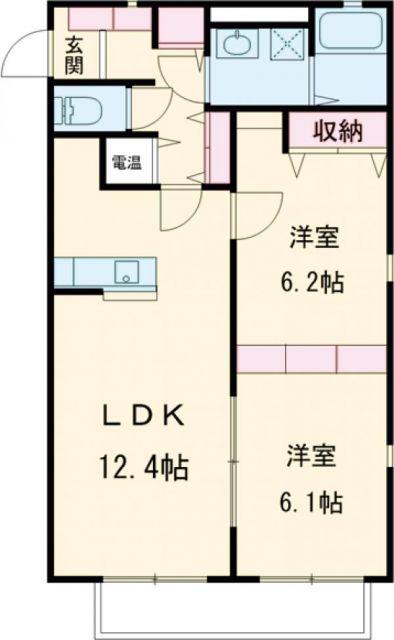 メゾン・カンフリエ(2LDK/2階)の間取り写真