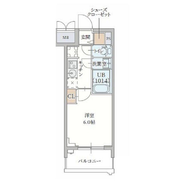 プランドール新北野(1K/3階)の間取り写真
