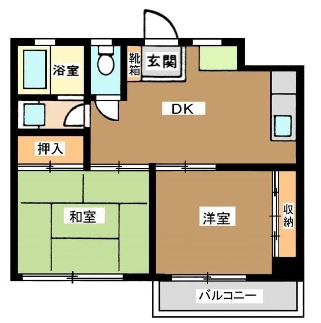 コーポラス加藤(2DK/2階)の間取り写真