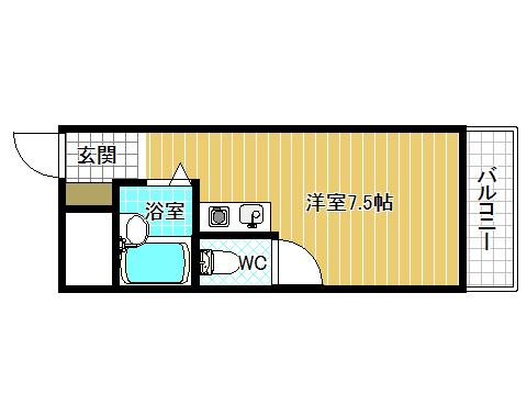 SENSE TONDABAYASHI本館(ワンルーム/1階)の間取り写真