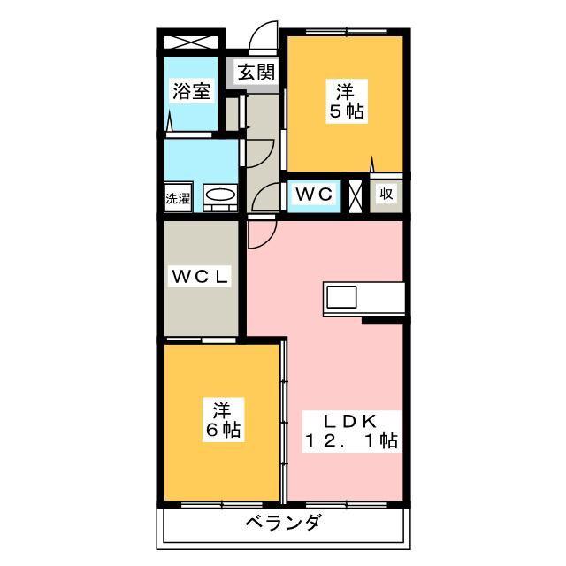 グランドパーシモン(2LDK/3階)の間取り写真