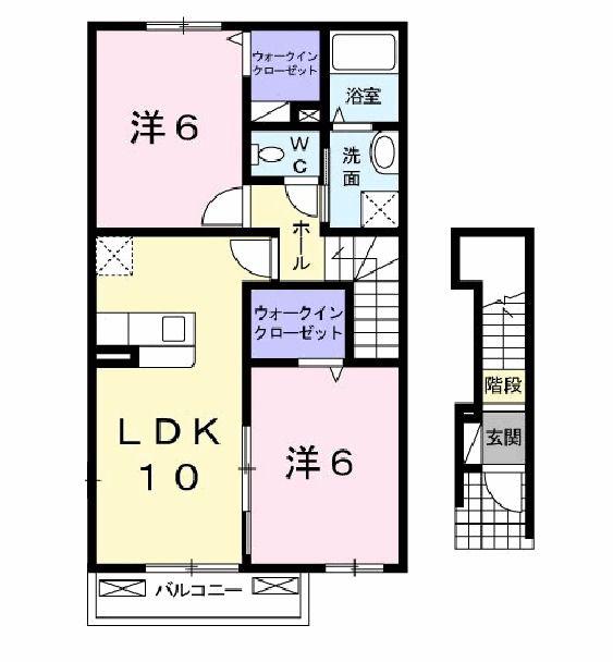 DOGWOOD花咲(2LDK/2階)の間取り写真
