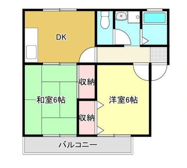 エーデルハイムエヒメ(2DK/2階)の間取り写真