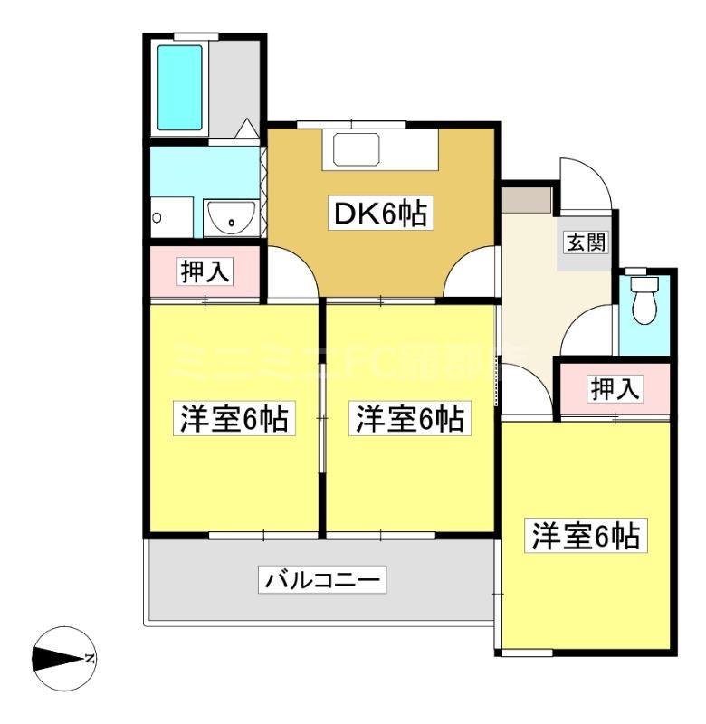 メゾン近耕(3DK/4階)の間取り写真