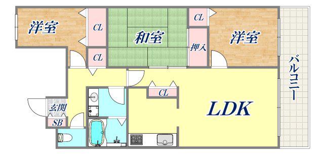 トラストコート戸崎(3LDK/4階)の間取り写真