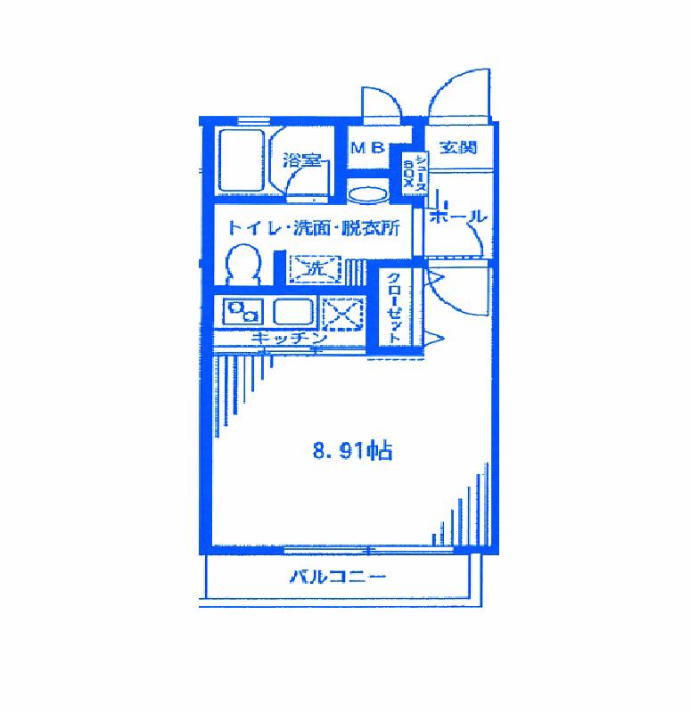 ドミールM(ワンルーム/2階)の間取り写真