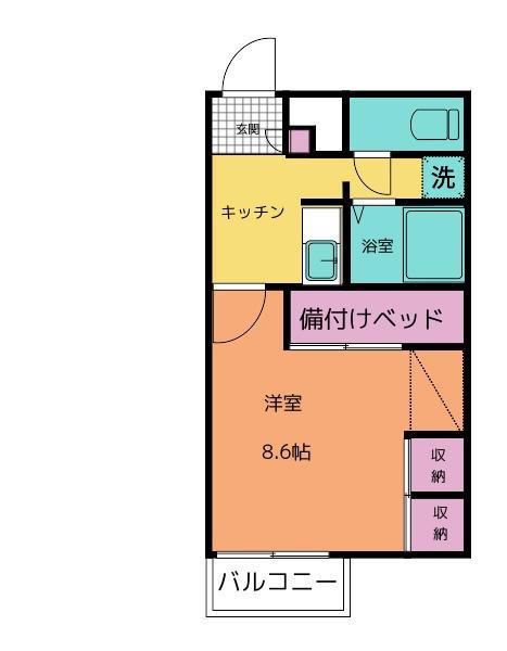 VERSA CASA 伊賀(1K/1階)の間取り写真