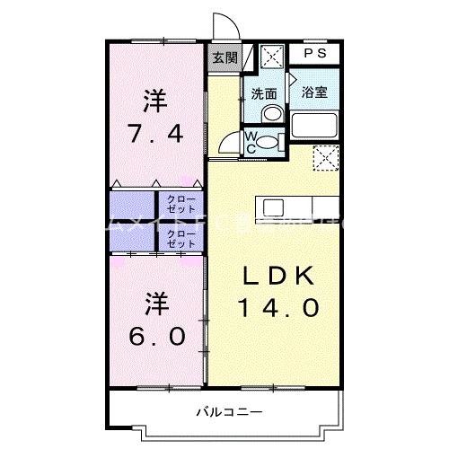 ニューエクセレント21(2LDK/2階)の間取り写真