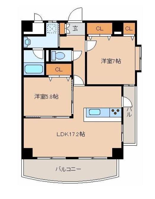 ガーデンパレスやひろII(2LDK/4階)の間取り写真