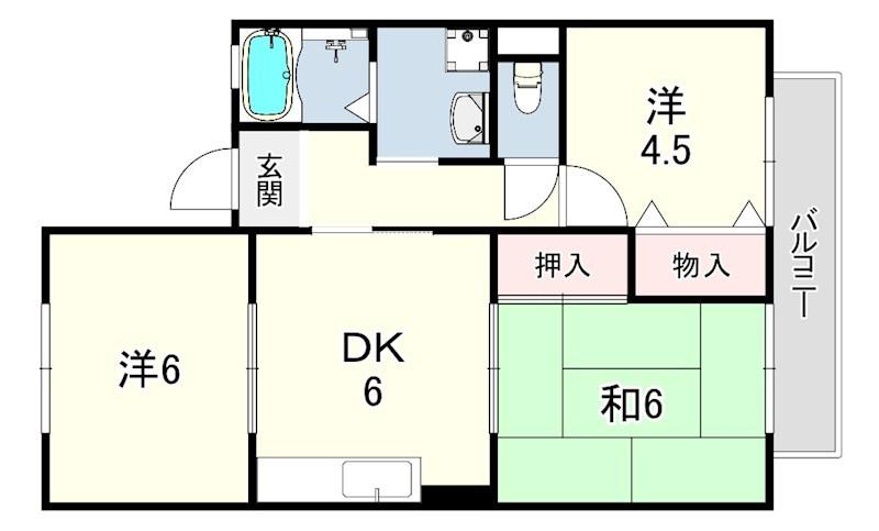 プリシェール南別府(3DK/2階)の間取り写真