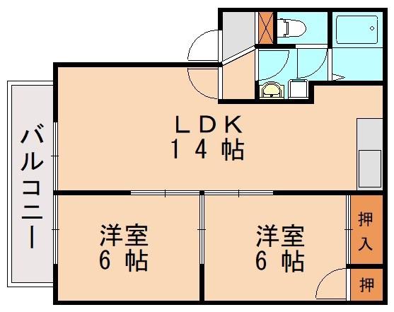 シーサイドハイツ(2LDK/2階)の間取り写真