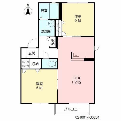 メゾン蓮ロータスB棟(2LDK/2階)の間取り写真