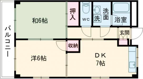 中山ハイツ(2DK/2階)の間取り写真