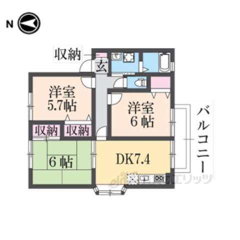 パセオ・ブルージュ(3DK/2階)の間取り写真