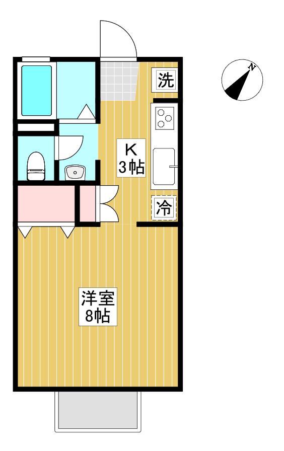 ファミール竹内 B(1K/1階)の間取り写真