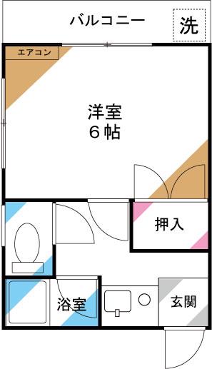 ヴィラ秋山(1K/2階)の間取り写真