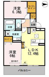 D-ROOM笹丘(2LDK/1階)の間取り写真