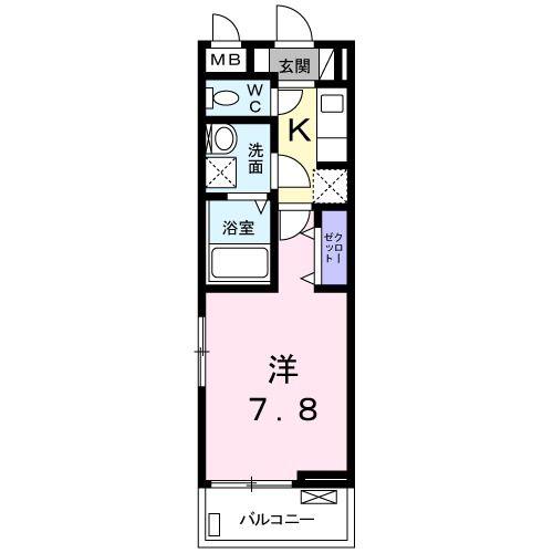 京王線 多磨霊園駅 徒歩4分 3階建 築8年(1K/2階)の間取り写真