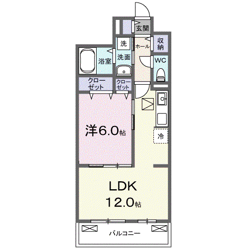 ブライトリーフ(1LDK/1階)の間取り写真