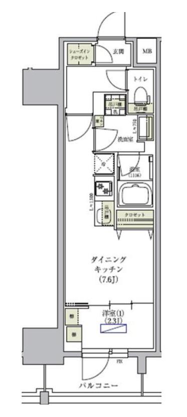 アーバネックス谷町四丁目(1DK/13階)の間取り写真