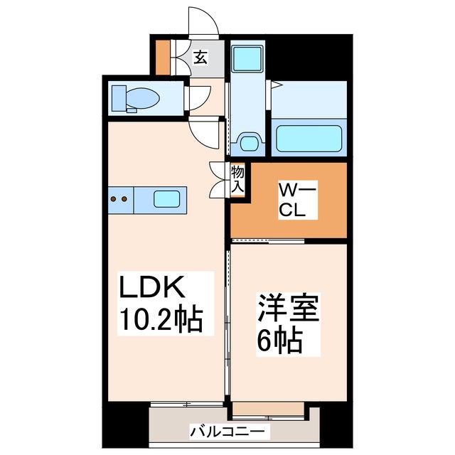 ロゼ・ブルーム(1LDK/6階)の間取り写真