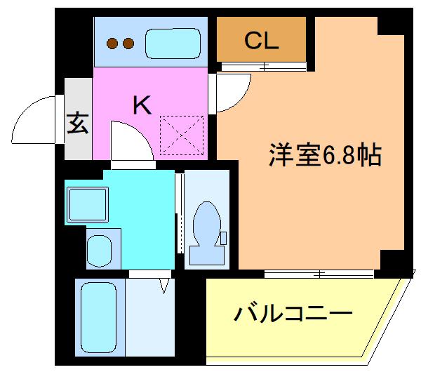 グラン・クリュ K(1K/1階)の間取り写真