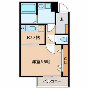 グリーンベル(1K/2階)の間取り写真