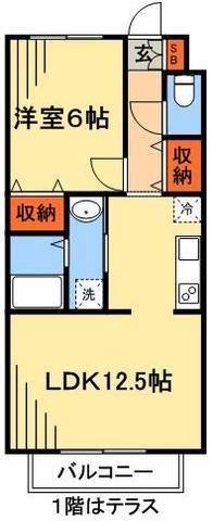 ガーデン柏井Ⅴ(1LDK/2階)の間取り写真