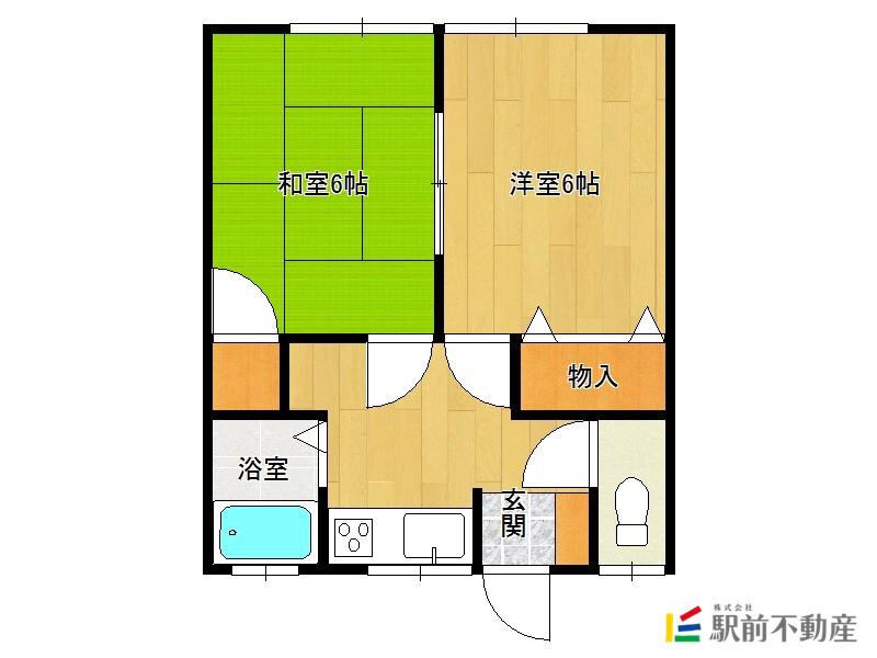 駅前中川ハイツ(2DK/1階)の間取り写真