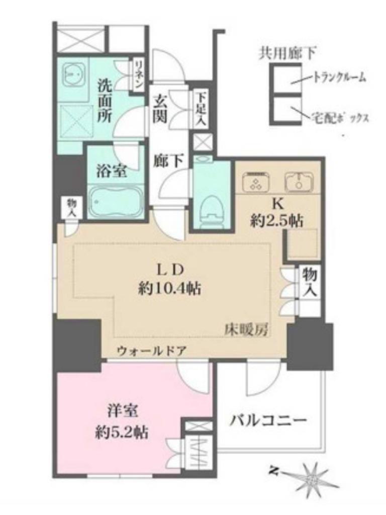 ザ・パークハウス麹町テラス(1LDK/5階)の間取り写真