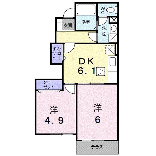 アクティーボシンデンA(2DK/1階)の間取り写真