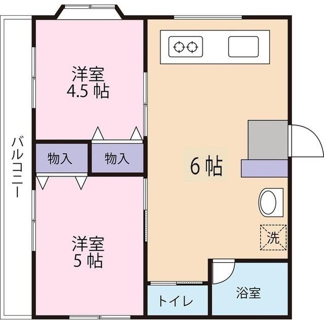 ドルフ浦和(2DK/3階)の間取り写真