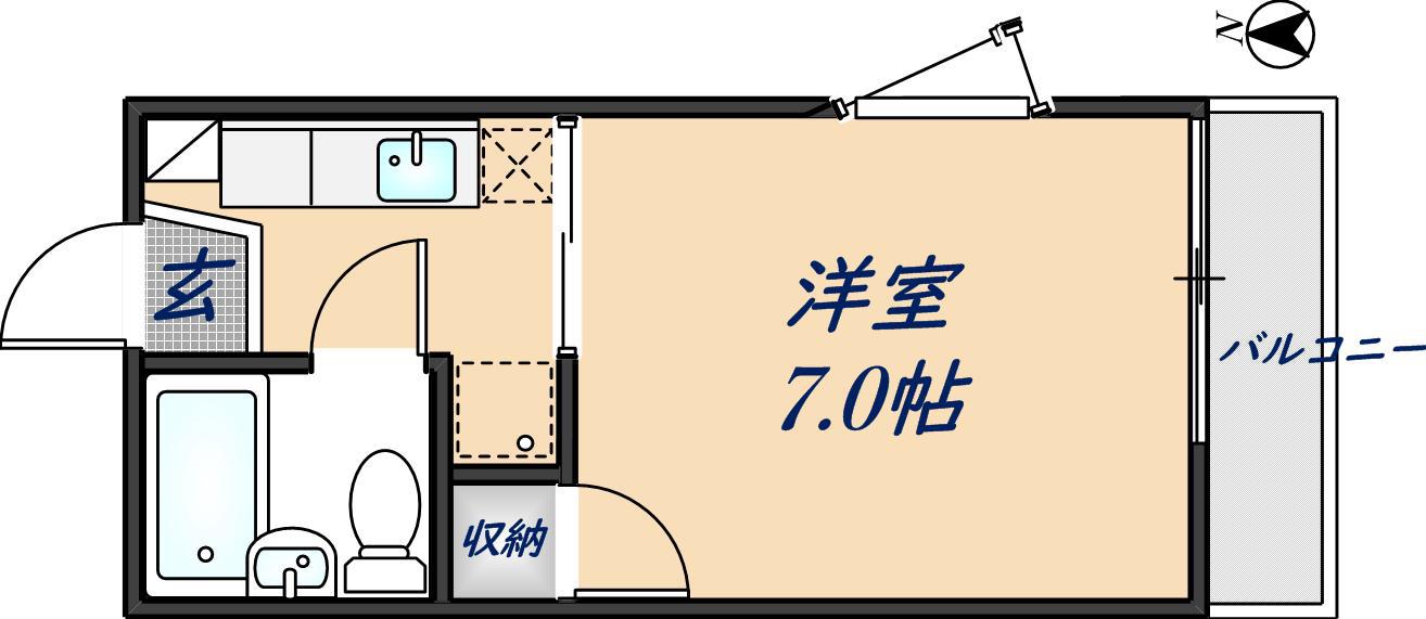 ラムズ昭和町(1K/1階)の間取り写真