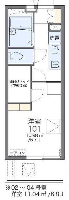 レオパレス雅(1K/1階)の間取り写真
