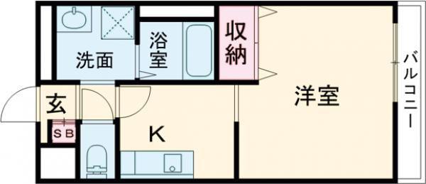 アムール高松東(1K/1階)の間取り写真